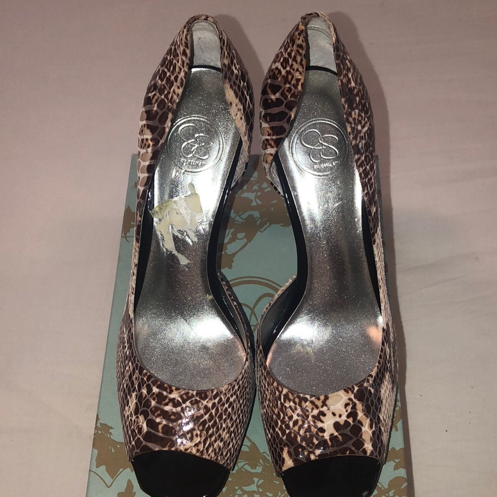 Jessica Simpson Snake Print Peep Toe Heels Size 10